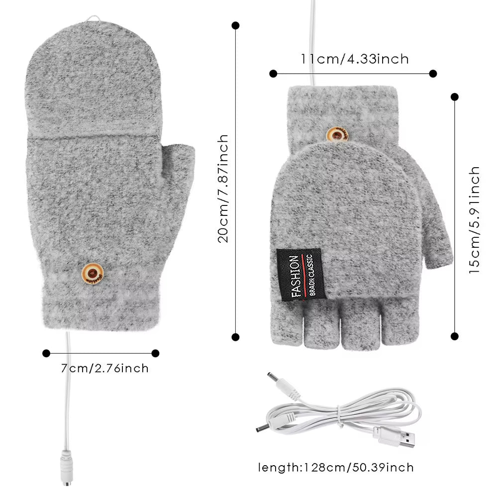 Touchscreen Heating Gloves Rechargeable Winter Warm USB Electric Heated Gloves Fingerless Hand Warmer Thermal for Skiing Gloves - Open Season Industries