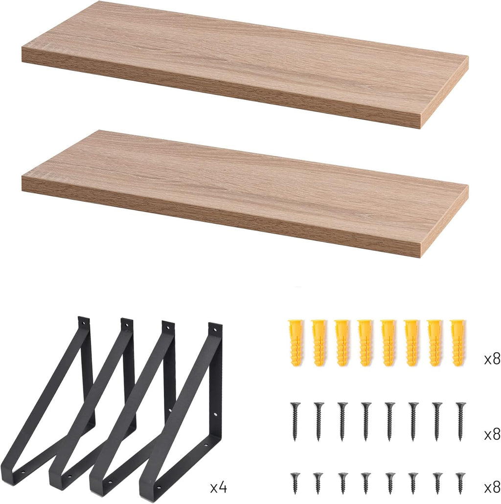 Rustic Grey Floating Shelves for Bathroom, Bedroom, Living Room, Kitchen, 2 - Pack Solid Wood Wall Shelf over Toilet, Modern Décor - Open Season Industries