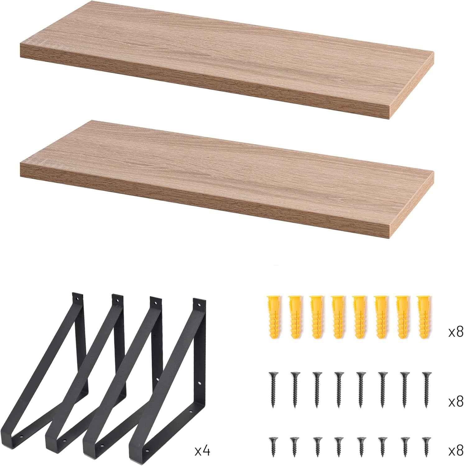 Rustic Grey Floating Shelves for Bathroom, Bedroom, Living Room, Kitchen, 2 - Pack Solid Wood Wall Shelf over Toilet, Modern Décor - Open Season Industries