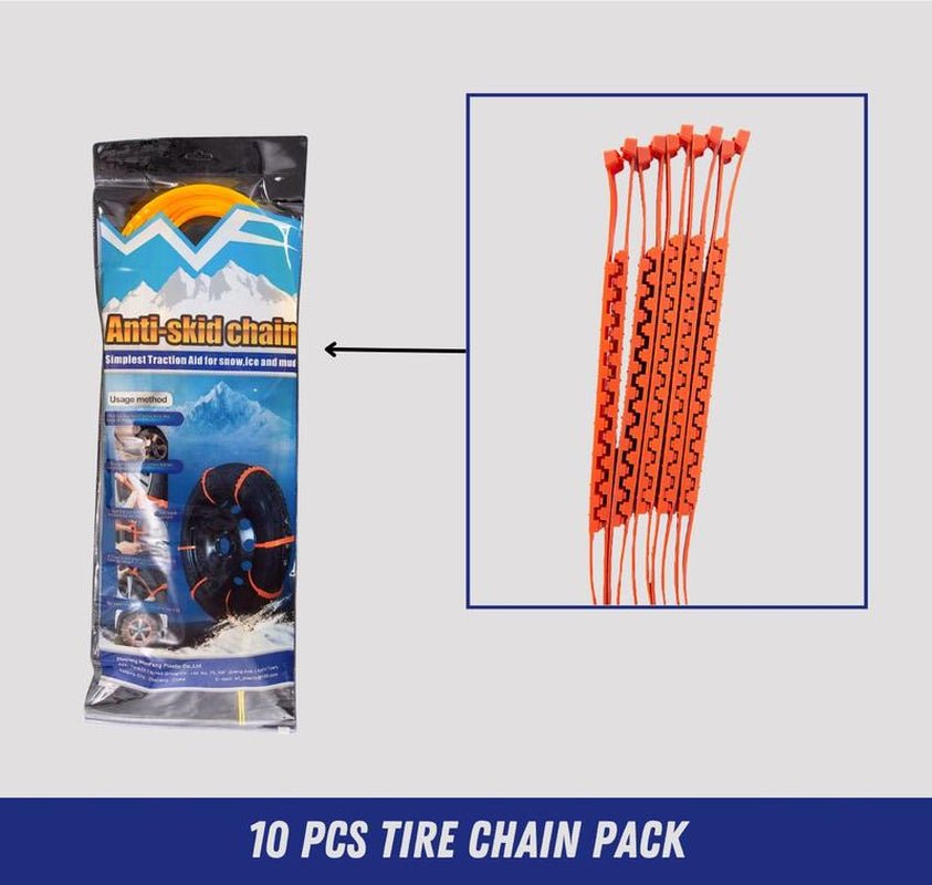 (Orange or Yellow) Jeremywell 10 PCS Emergency Anti - Skid Snow Chain - Open Season Industries