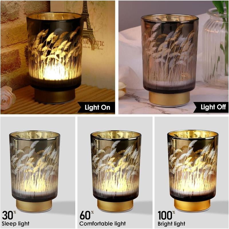 Remote - Controlled Battery - Operated Pampas Cordless Glass Accent Table Lamp for Bedroom, Living Room & Kitchen Home Decoration Design Interior Lighting Modern Glow - Open Season Industries