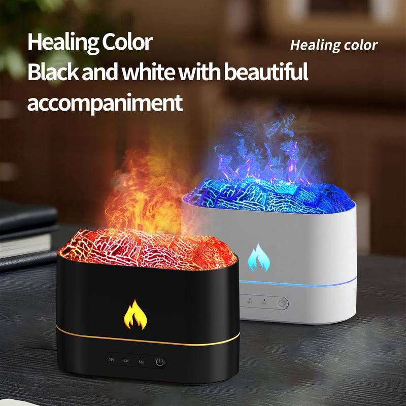 Upgraded Flame Aroma Diffuser Humidifier - 7 Color Fire Effect LED Lights, 180Ml Essential Oil Diffuser with Auto Shut - Off, 2 Mist Modes for Home, Office, Yoga & Spa - Open Season Industries