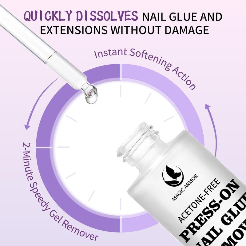 Press on Nail Glue Remover with Crystal Stick,Acetone - Free Gel Nail Remover – 60Ml(2.03Fl.Oz) Odorless Formula for Press on Nails, Fake Nails, Suitable for Salons and Beginners - Open Season Industries