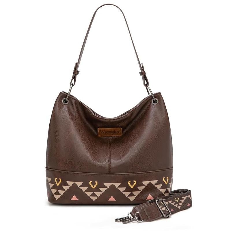 Wrangler Cow Print Hobo Bag Vegan Leather for Woman with Wide Guitar Strap - Open Season Industries