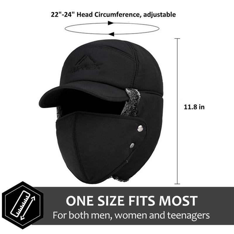 Men Winter Ear Flap Trapper Hat Face Mask Fur Aviator Thermal Warm Snow Ski Cap, Ski Mask Windproof - Open Season Industries
