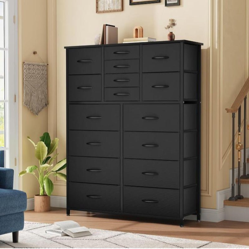 YITAHOME 16 Drawer Dresser, Tall Fabric Drawer, Large Chest of Drawers, Storage Organizer Closet Living Room Entryway with Sturdy Metal Frame and Wooden Top - Open Season Industries