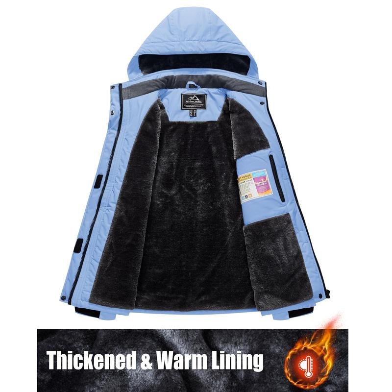 MAGCOMSEN Women'S Waterproof Ski Jacket Hooded Fleece Lined Warm Winter Jacket Snow Coat Mountain Windproof Rain Windbreaker - Open Season Industries