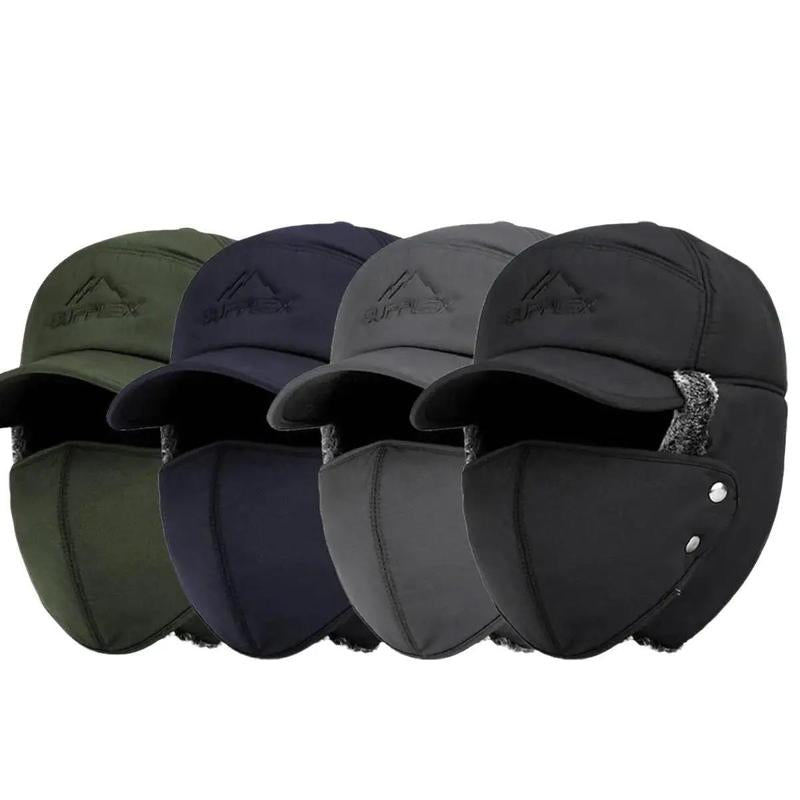 Men Winter Ear Flap Trapper Hat Face Mask Fur Aviator Thermal Warm Snow Ski Cap, Ski Mask Windproof - Open Season Industries
