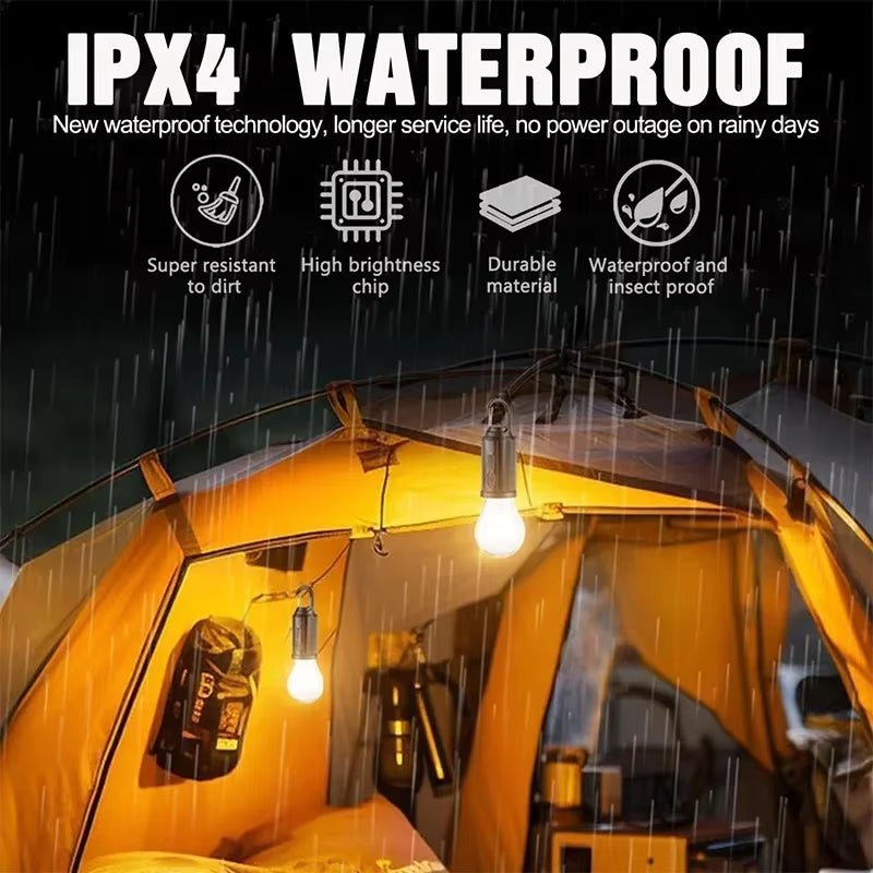 LED Solar Camping Lights USB Rechargeable Bulbs Lamp Dimmable with Hooks Vintage Light for Hiking Tent Lantern Outdoor Lighting - Open Season Industries