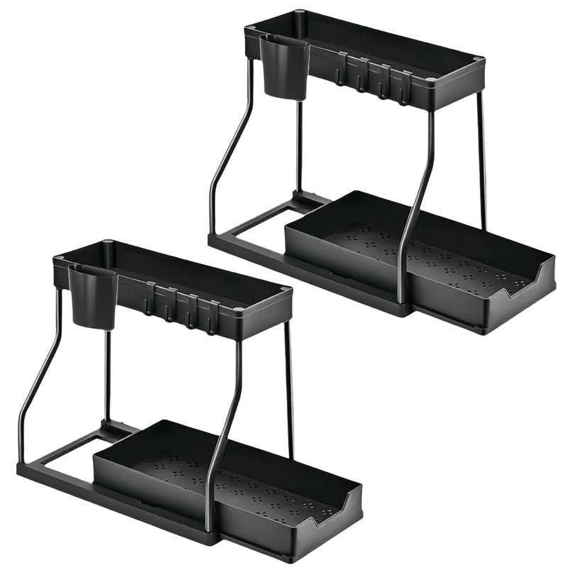Under Sink Organizer 2 Pack, Bathroom Cabinet Organizer, 2 Tier Sliding Cabinet Basket Organizer Drawer, Multi - Purpose Bath Collection Baskets for Bathroom - Open Season Industries