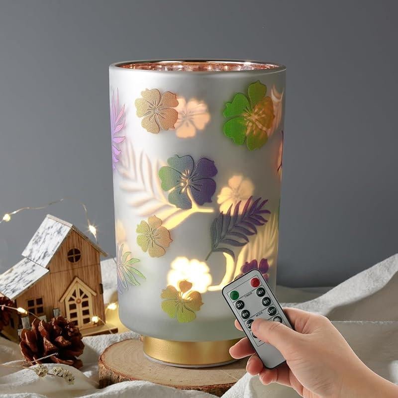 Remote - Controlled Battery - Operated Pampas Cordless Glass Accent Table Lamp for Bedroom, Living Room & Kitchen Home Decoration Design Interior Lighting Modern Glow - Open Season Industries