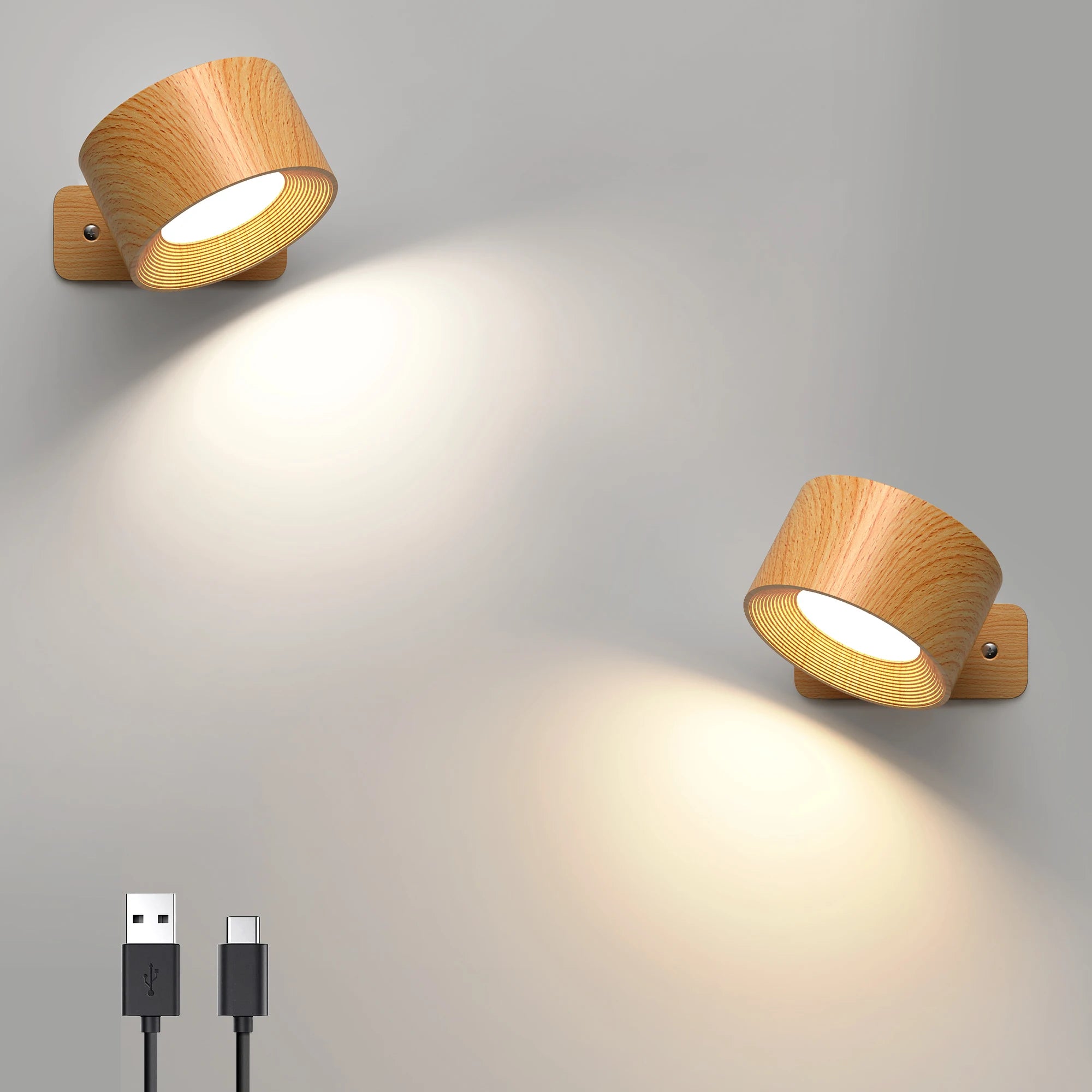 1Pc/2Pcs LED Wall Sconces, 3 Brightness Levels 3 Color Modes Wall Lights, Battery Operated 360° Rotatable Touch Control Wall Lam - Open Season Industries