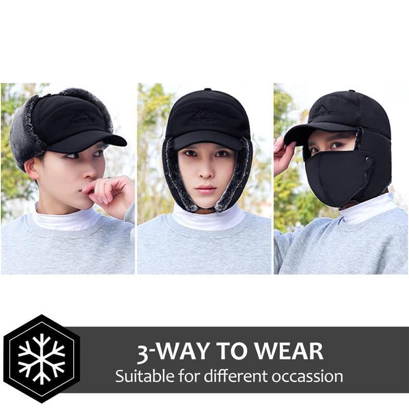 Men Winter Ear Flap Trapper Hat Face Mask Fur Aviator Thermal Warm Snow Ski Cap, Ski Mask Windproof - Open Season Industries