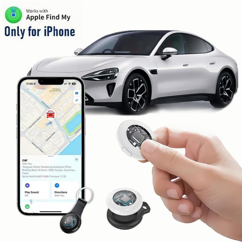 [Summer Deals] Tukio GPS Tracker for Cars & Pets - Mini Clear Design, Weatherproof Case, Anti - Lost Device, Works with Apple Find My Ios Only, IP67 Waterproof, Replaceable Battery Protection - Open Season Industries