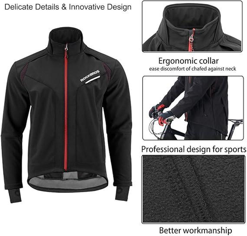 ROCKBROS Cycling Jackets for Men Winter Bike Jackets Thermal Windproof Jacket for Men Cold Weather Cycling Running Hiking - Open Season Industries