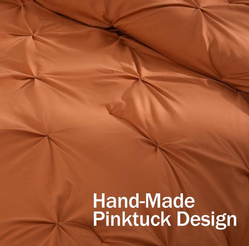 DOWNCOOL Elegant Pinch Pleat Comforter Set 3 - Piece Light Weight Microfiber for Twin Size Bed Soft Fluffy Comforters with Pillowcases for All Seasons - Open Season Industries