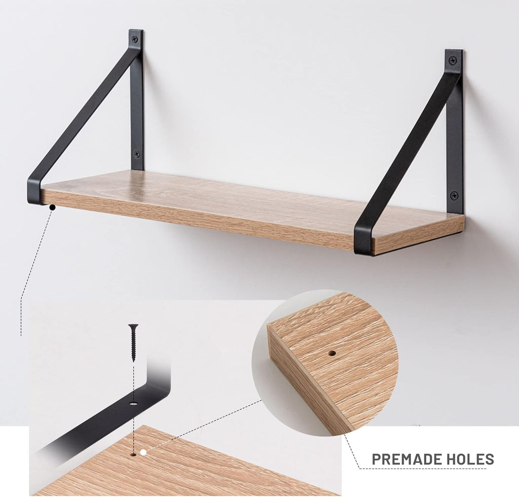 Rustic Grey Floating Shelves for Bathroom, Bedroom, Living Room, Kitchen, 2 - Pack Solid Wood Wall Shelf over Toilet, Modern Décor - Open Season Industries