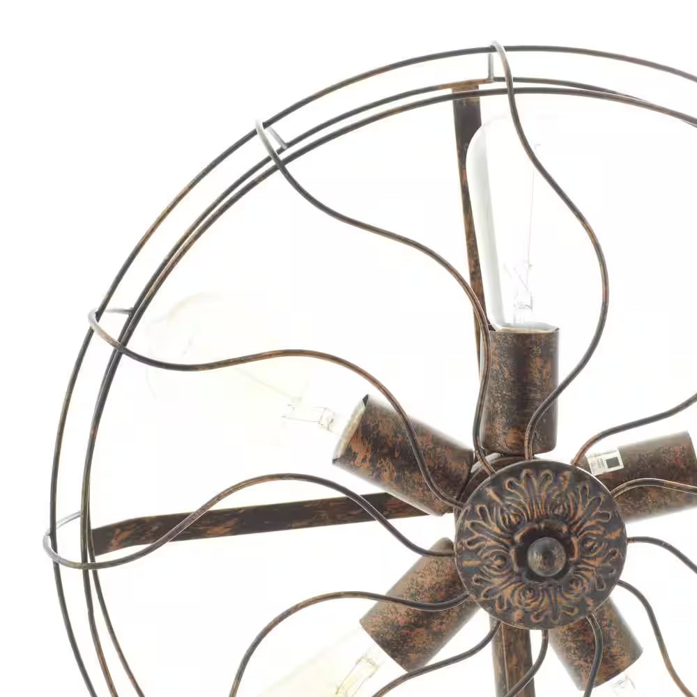 24 In. Bronze Metal Vintage Fan Shape 5 Light Task and Reading Table Lamp - Open Season Industries