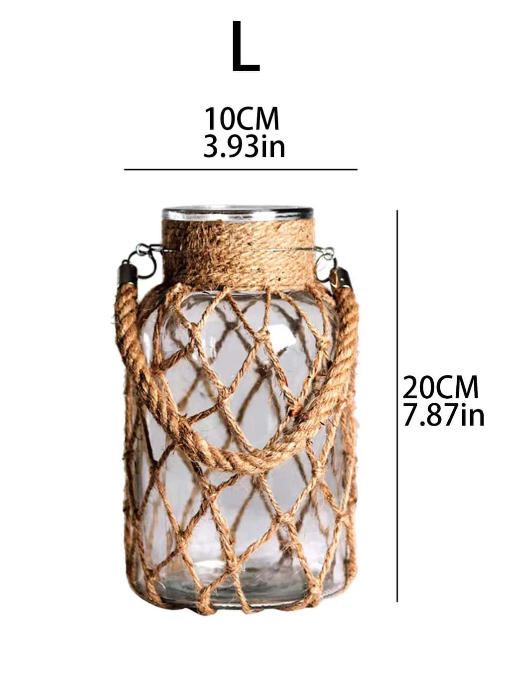 Rustic Hanging Glass Vase Rope Net Dry Flower Glass Vase with Art Hemp Rope Home Transparent Living Room Decor Table Decoration - Open Season Industries