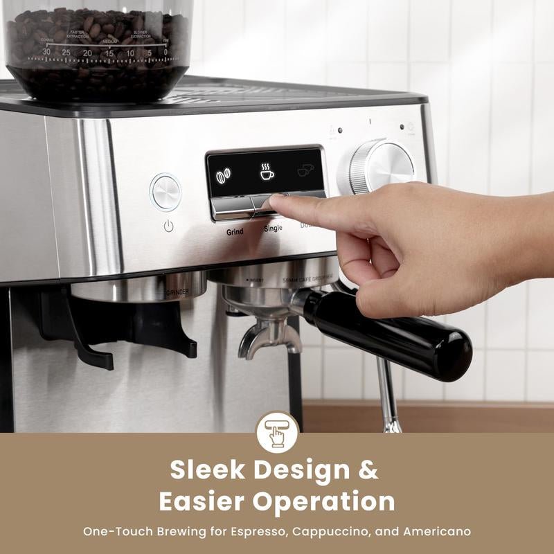 【Springtok】Gevi Espresso Machine with Grinder & Steam Wand | Home Barista Latte Maker | 2.3L Water Tank | Perfect Gift for Coffee Lovers - Open Season Industries