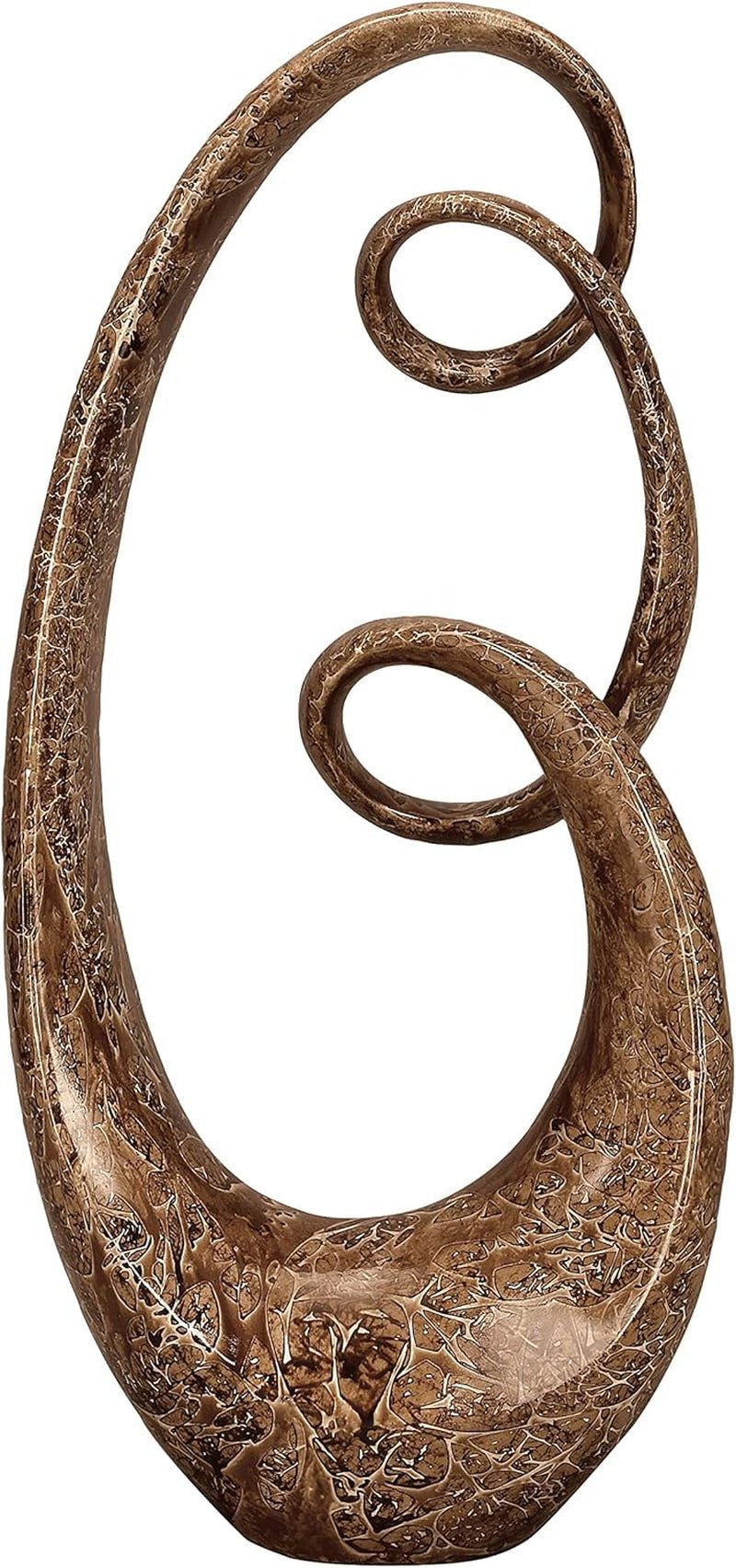 Polystone Abstract Decorative Sculpture Swirl Home Decor Statue, Accent Figurine 14" X 8" X 31", Brown - Open Season Industries