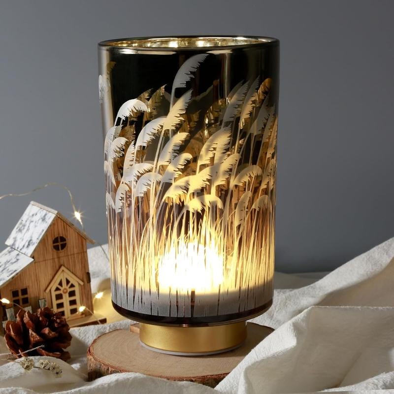 Remote - Controlled Battery - Operated Pampas Cordless Glass Accent Table Lamp for Bedroom, Living Room & Kitchen Home Decoration Design Interior Lighting Modern Glow - Open Season Industries