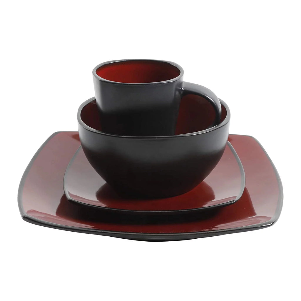 Soho Lounge Square 16 - Piece Dinnerware Set - Red - Open Season Industries