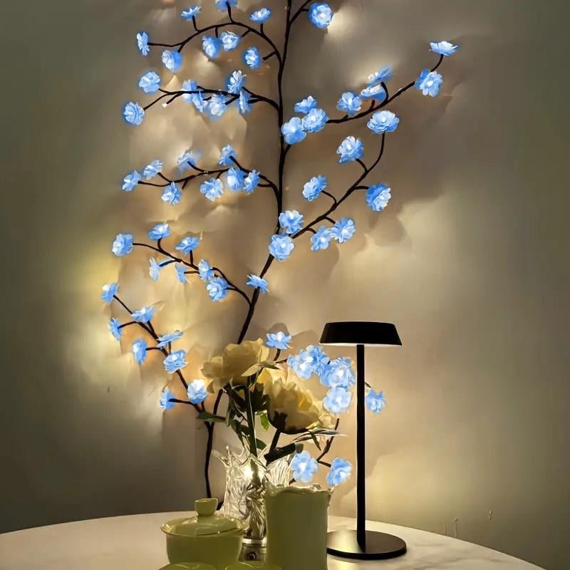 Blue Flower Vine Shaped LED Light, 1 Count 96 Leds DIY LED Light, USB Powered Decorative Light for Home Garden Living Room, Perfect Gift for Holiday, Party, Festival - Open Season Industries