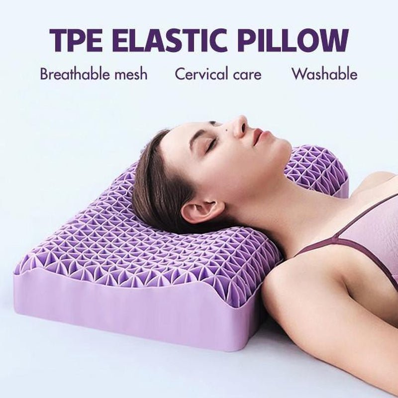 TPE Elastic Pillow, 100% Elastic Grid, Breathable Mesh Cover, Oversized Cool Ergonomic Design for Summer Travel, Neck & Shoulder Pain Relief, All - Season Comfort, Washable, Tiktok Springtok Sleep Essential - Open Season Industries