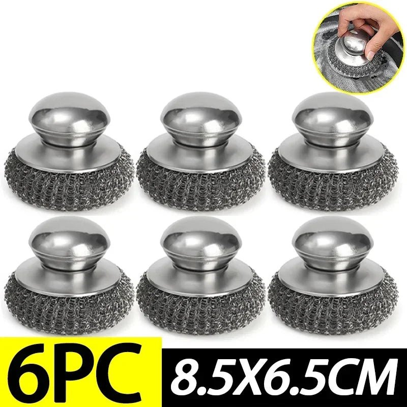 Stainless Steel Pot Brush Ergonomic Handle Heavy Duty Wire Ball Scrubber for Kitchen Dishes Pans Grills Sink Cleaning Tools - Open Season Industries