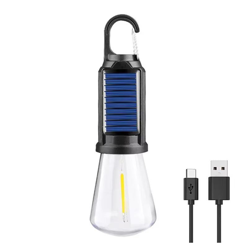 LED Solar Camping Lights USB Rechargeable Bulbs Lamp Dimmable with Hooks Vintage Light for Hiking Tent Lantern Outdoor Lighting - Open Season Industries