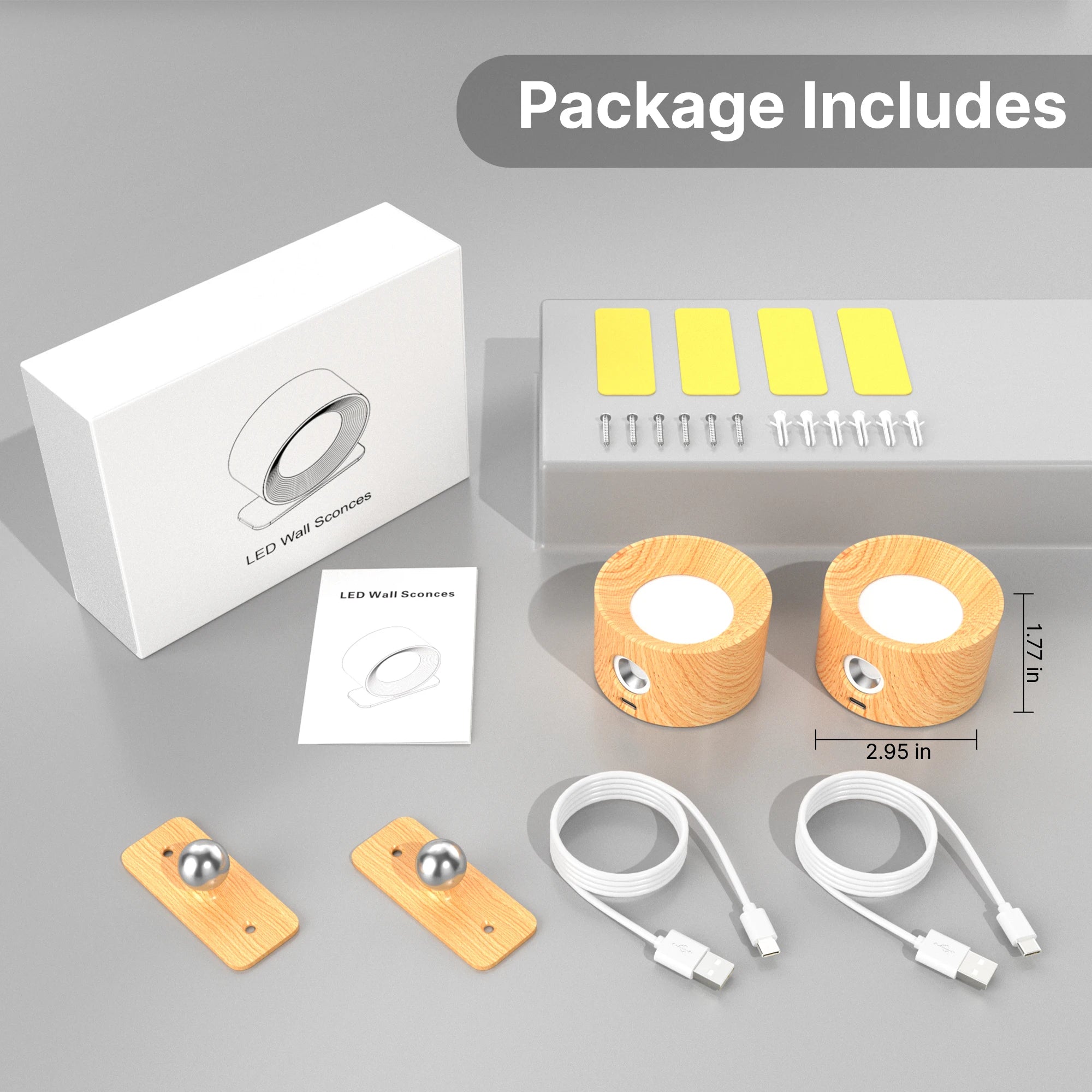 1Pc/2Pcs LED Wall Sconces, 3 Brightness Levels 3 Color Modes Wall Lights, Battery Operated 360° Rotatable Touch Control Wall Lam - Open Season Industries