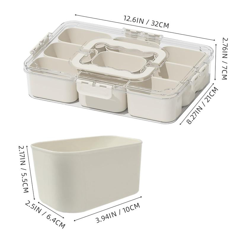 Snackle Box 8 Removable Divided – Stackable, Handle & Lid for Fruit/Veggies Container Kitchen - Open Season Industries