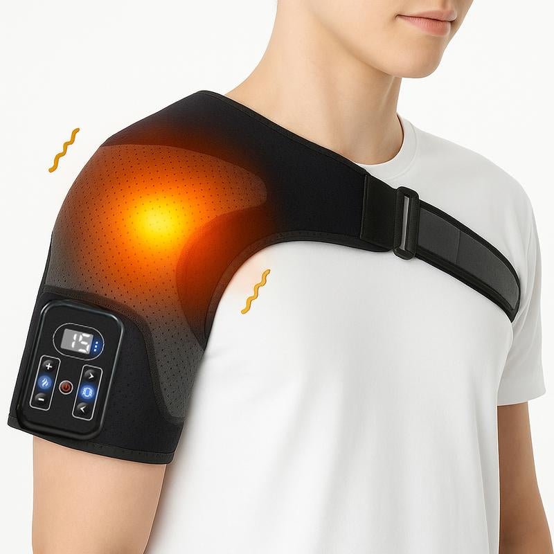 MASGRE Q7 Cordless Shoulder & Neck Massager with Heat & Vibration - 3 Heat Levels, Portable, Rechargeable, Ergonomic Design, Adjustable Velcro Straps, USB Charging, 5000Mah Battery, Great Gift for Wellness - Open Season Industries