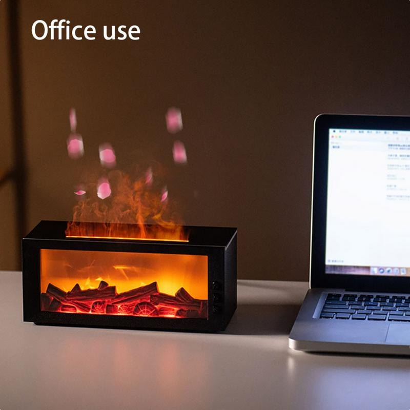 2025 New Simulation Fireplace Aromatherapy Machine Humidifier Intelligent Remote Control 300Ml Color Fireplace Flame Humidifier Aromatherapy Diffuser with Remote and Timer for Home and Office - Open Season Industries