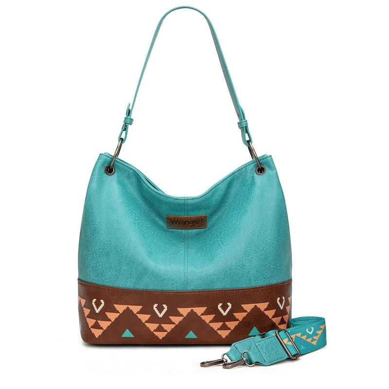 Wrangler Cow Print Hobo Bag Vegan Leather for Woman with Wide Guitar Strap - Open Season Industries