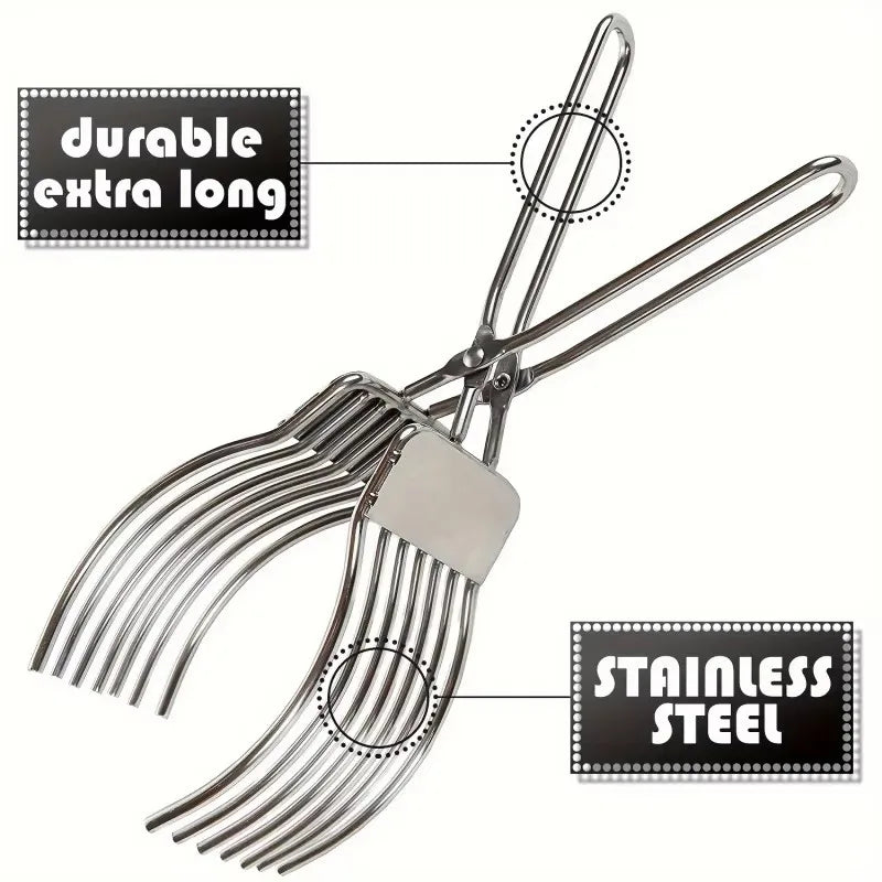 1Pc Stainless Steel Roast Beef Cutting Tongs Portable Meat Bread Slicer Onion Tomato Holder Kitchen Accessories for Slicing - Open Season Industries