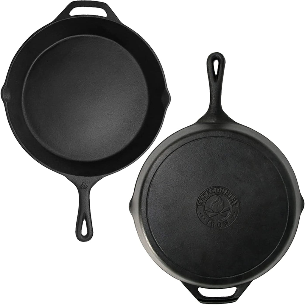 12 Inch round Large Pre - Seasoned Cast Iron Skillet - Open Season Industries