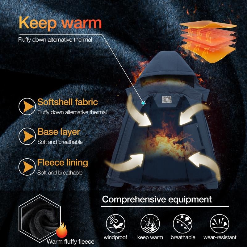 CAMEL CROWN Women'S Winter Outerwear Waterproof Ski Snow Jacket Warm Fleece Jacket Parka Raincoat with Multiple Pockets Sport Jacket - Open Season Industries