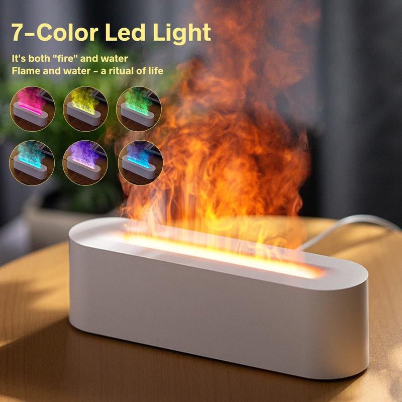 Upgraded Flame Aroma Diffuser Humidifier - 7 Color Fire Effect LED Lights, 180Ml Essential Oil Diffuser with Auto Shut - Off, 2 Mist Modes for Home, Office, Yoga & Spa - Open Season Industries