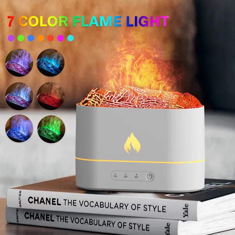 Upgraded Flame Aroma Diffuser Humidifier - 7 Color Fire Effect LED Lights, 180Ml Essential Oil Diffuser with Auto Shut - Off, 2 Mist Modes for Home, Office, Yoga & Spa - Open Season Industries