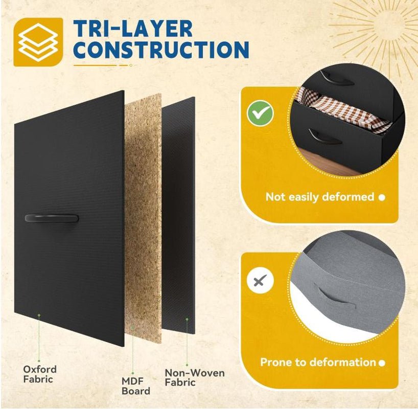 YITAHOME 16 Drawer Dresser, Tall Fabric Drawer, Large Chest of Drawers, Storage Organizer Closet Living Room Entryway with Sturdy Metal Frame and Wooden Top - Open Season Industries