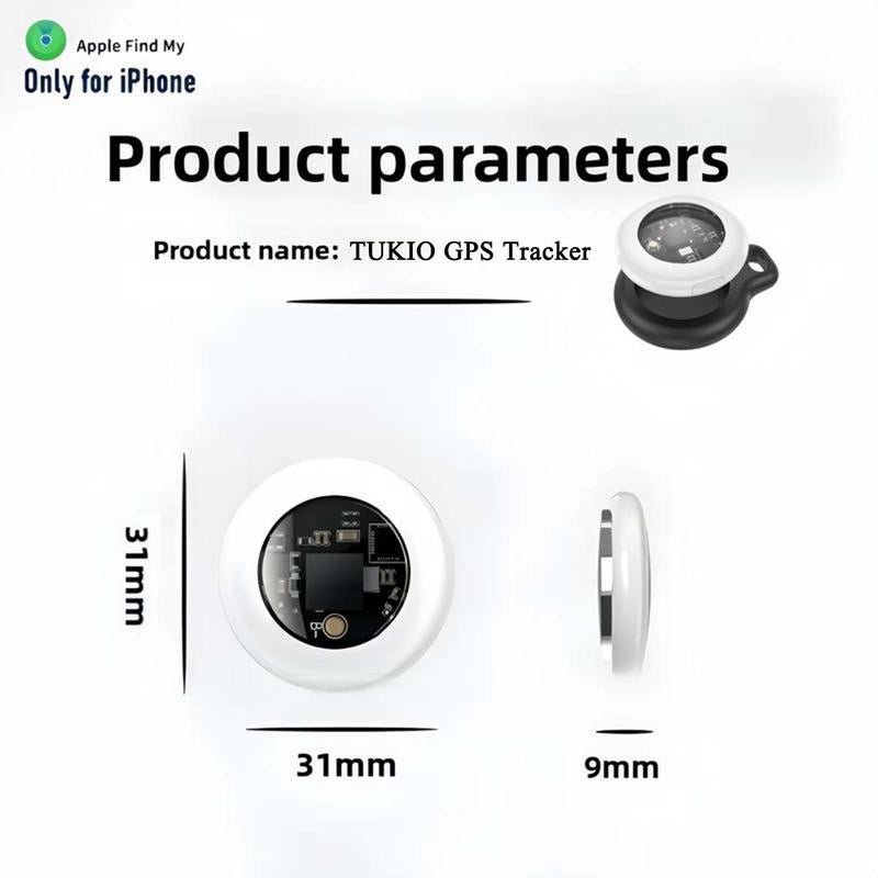 [Summer Deals] Tukio GPS Tracker for Cars & Pets - Mini Clear Design, Weatherproof Case, Anti - Lost Device, Works with Apple Find My Ios Only, IP67 Waterproof, Replaceable Battery Protection - Open Season Industries