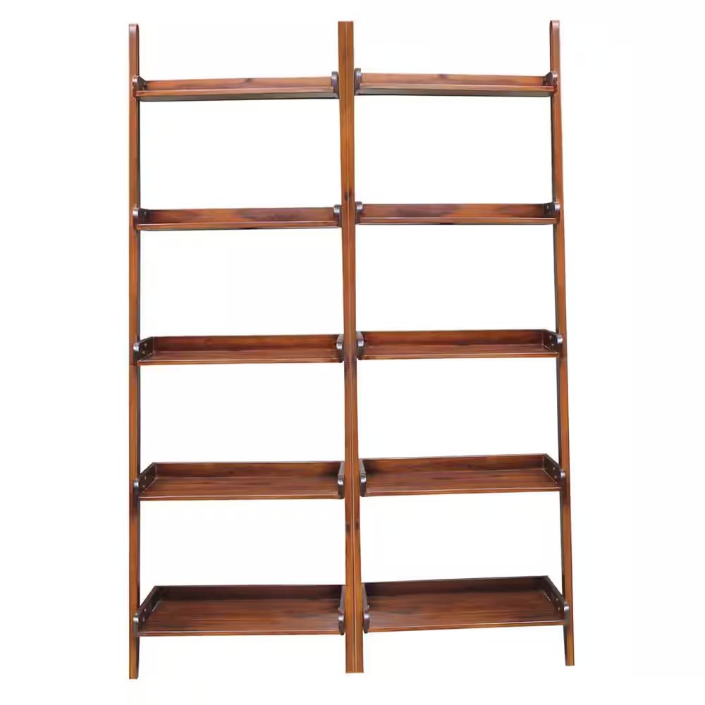 75.5 In. Espresso Wood 5 - Shelf Ladder Bookcase - Open Season Industries