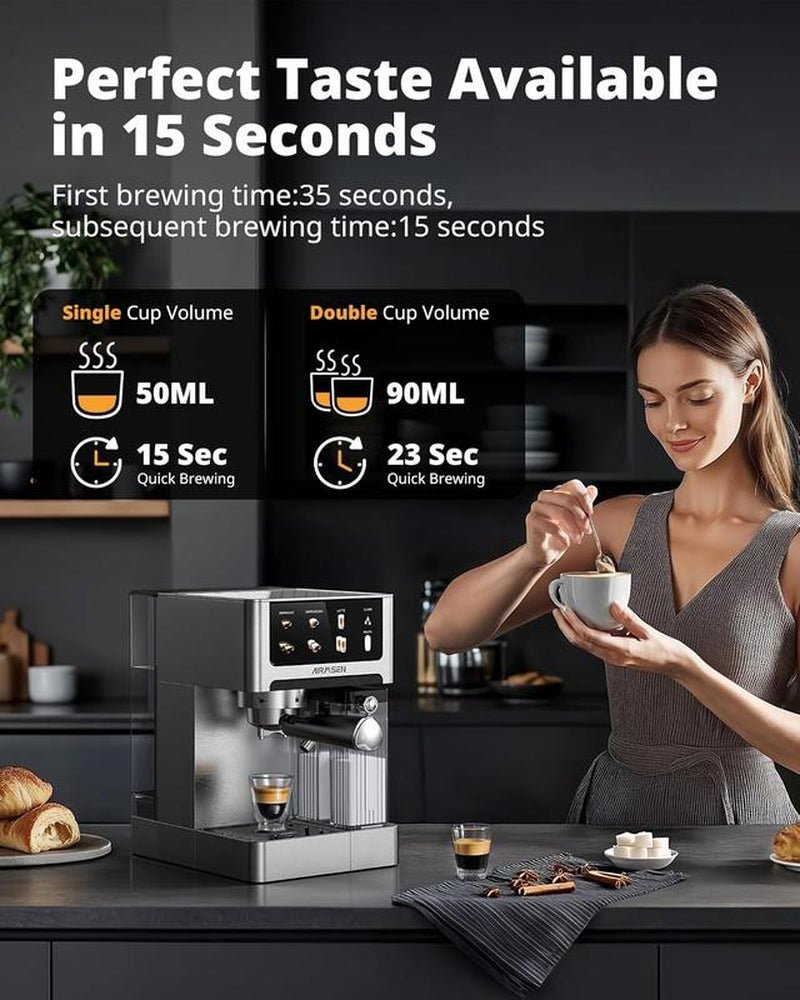Automatic All - In - One Coffee Maker, One - Touch Latte Art, Programmable Recipes,Commercial Grade Combo Coffee Machine - Open Season Industries