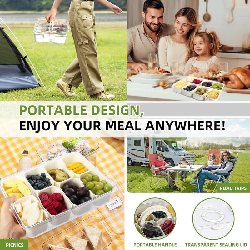 Portable Snack Box with Lid and Handle, Food Tray for Parties, Picnics, Vegetables, Fruits, Nuts, Candy, Entertainment Use - Open Season Industries