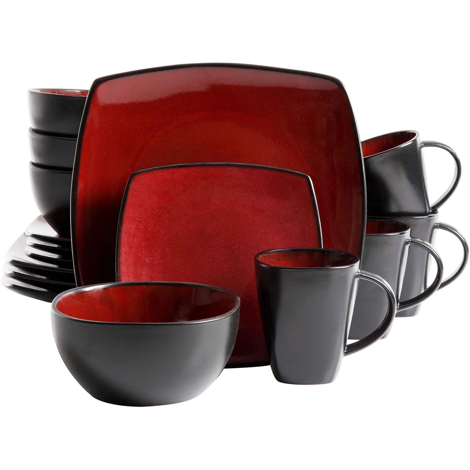 Soho Lounge Square 16 - Piece Dinnerware Set - Red - Open Season Industries