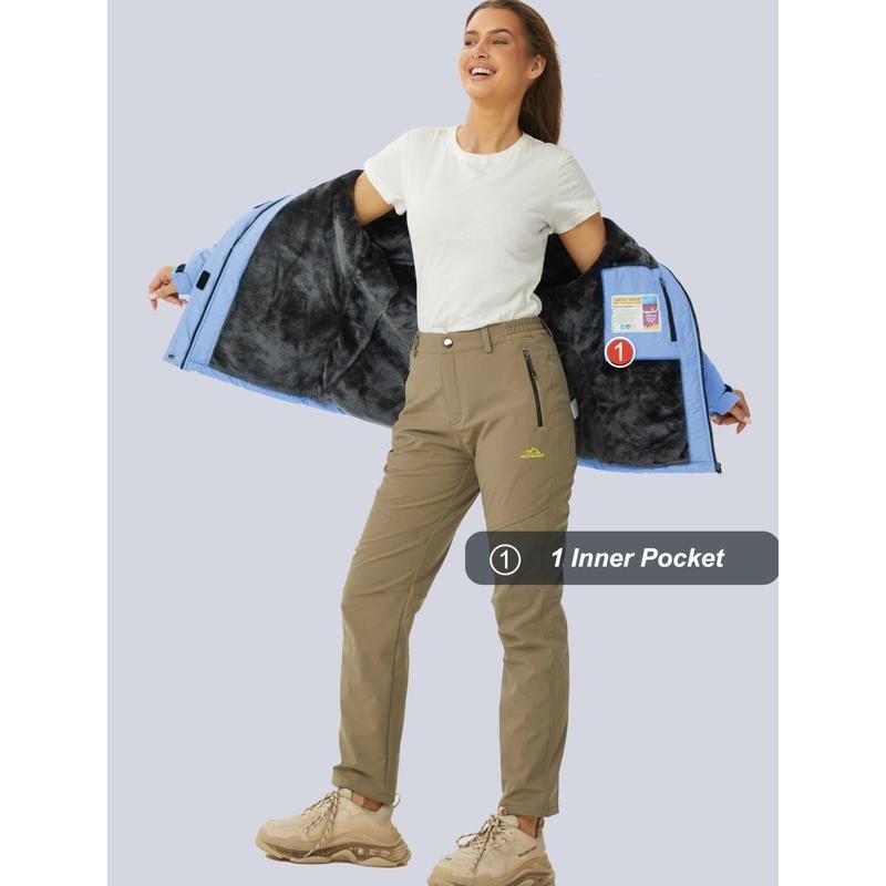 MAGCOMSEN Women'S Waterproof Ski Jacket Hooded Fleece Lined Warm Winter Jacket Snow Coat Mountain Windproof Rain Windbreaker - Open Season Industries