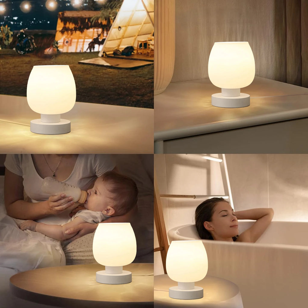 Two Suite Table Lamps, Modern Creative Table Lamps, Dimmable Decorative Lights, Frosted Glass Lamps for Bedroom Bedside - Open Season Industries