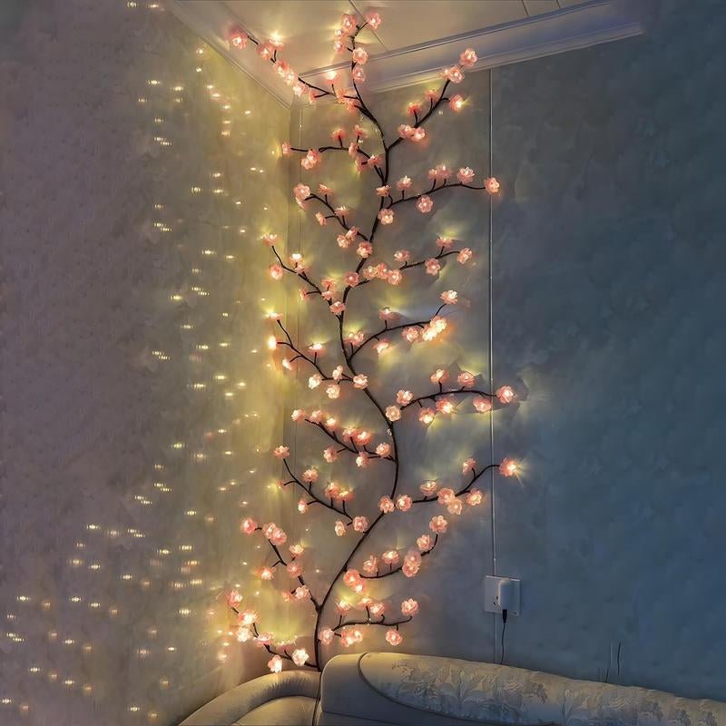 Christmas Cherry Blossom Tree Branch Light String, USB Powered DIY Holiday Tree Vine Light, LED Lamp Suitable for Room Wall Decoration, LED Lights - Open Season Industries